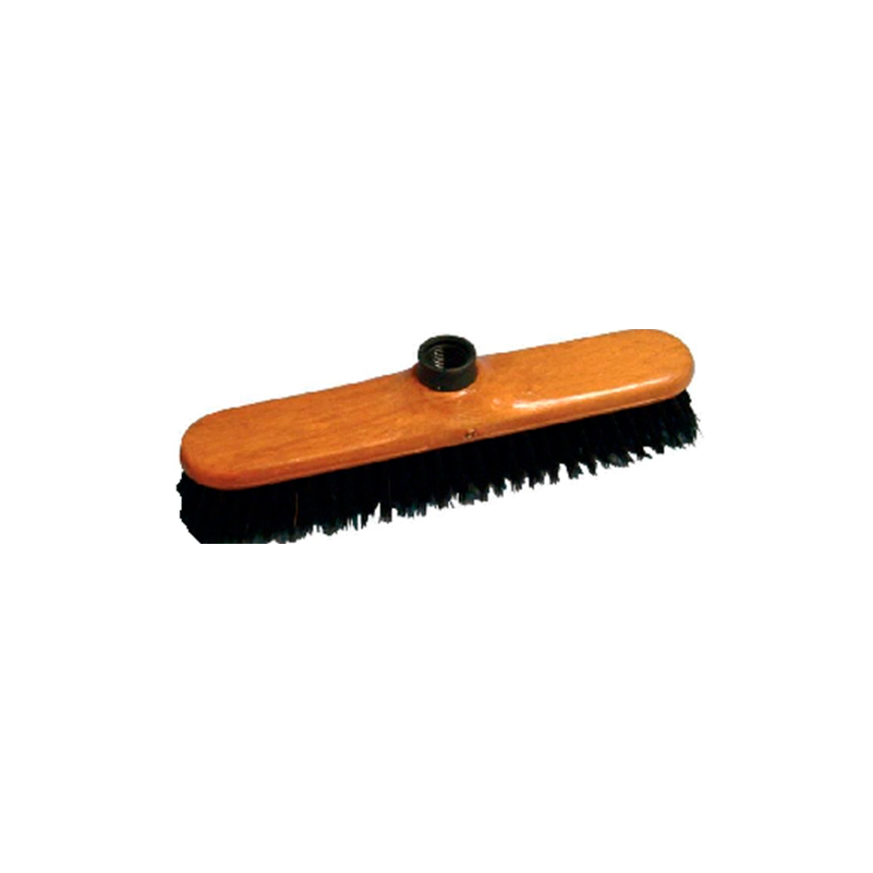 Balai soie noir 29 cm droit monture vernis teck sortie 45 mm